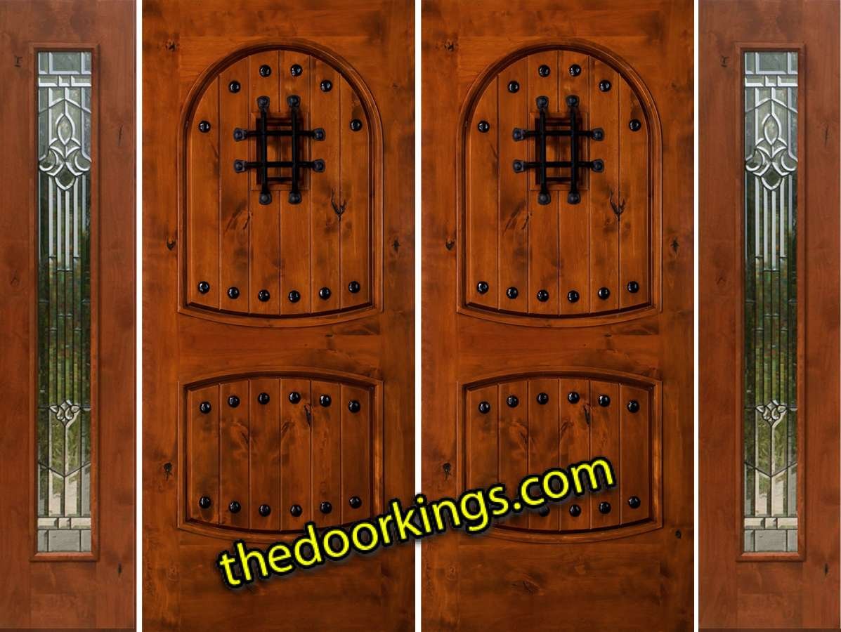 sw01 knotty alder double door with two mystic sidelites